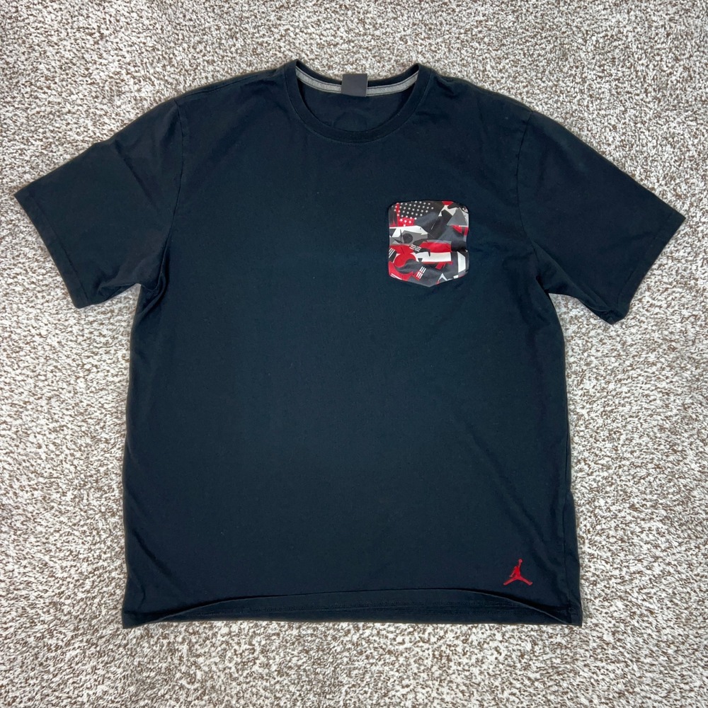 Jordan Shirt Mens XL Black Camo Pocket Jumpman Basketball Casual T Shirt Tee Top